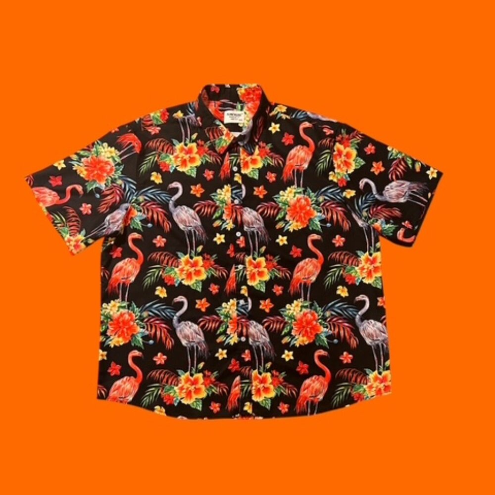 TUNEVUSE Men's Hawaiian Flamingo Shirt